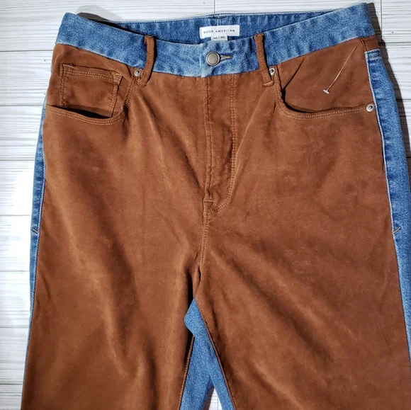 Good American Icon High Rise Denim Suede Straight Leg Jeans - Picture 9 of 10